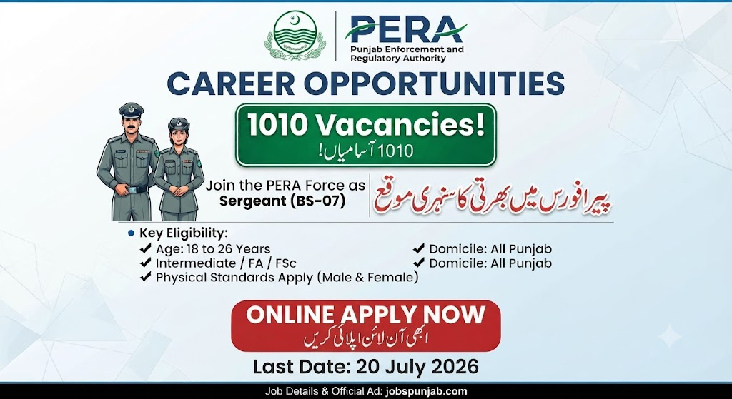 PERA Force Sergeant Jobs 2026 Online Apply